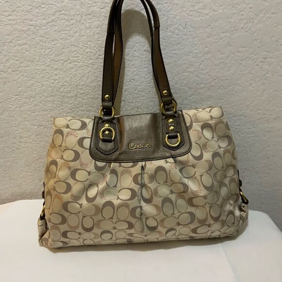 Coach Ashley Signature Handbag Purse Sateen Bag 3-Color Metallic B1271-F20263 - Picture 2 of 14